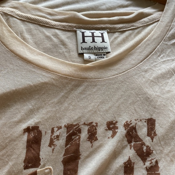 haute hippie ITS NOT MY FIRST RODEO t’shirt in Bare & chocolate letters. Size S - Picture 5 of 7